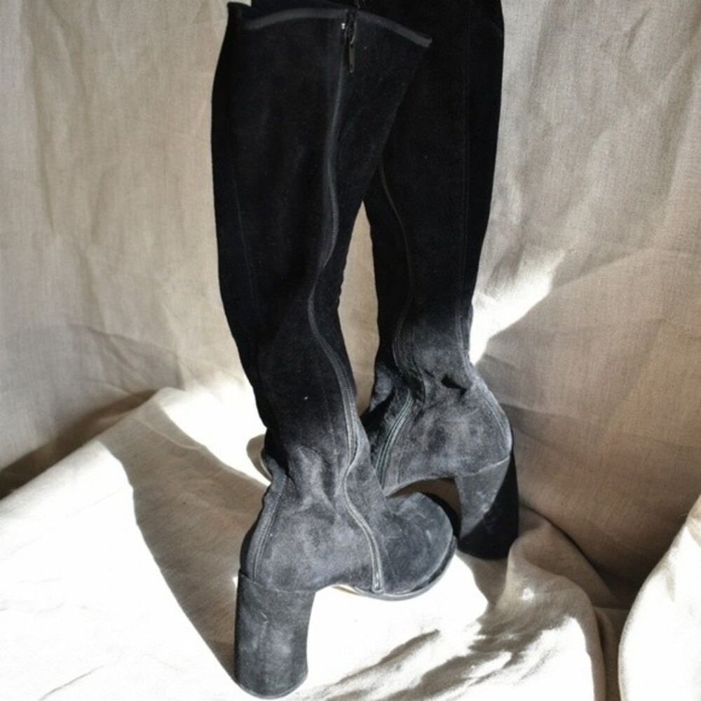 Ann Demeulemeester Black Velluto Suede Knee High Heeled Boots Sz 38 (7.5") - Picture 6 of 14